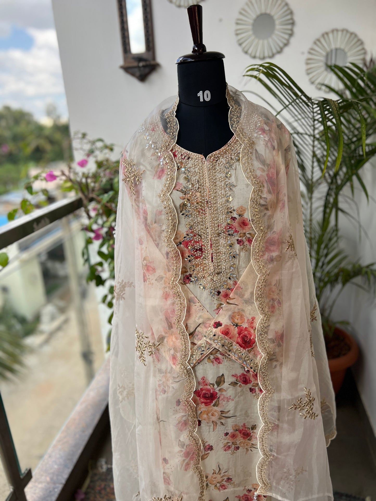 Elegance in Bloom – Ready to Wear Organza Handwork Salwar Suit with Net Embroidered Dupatta
