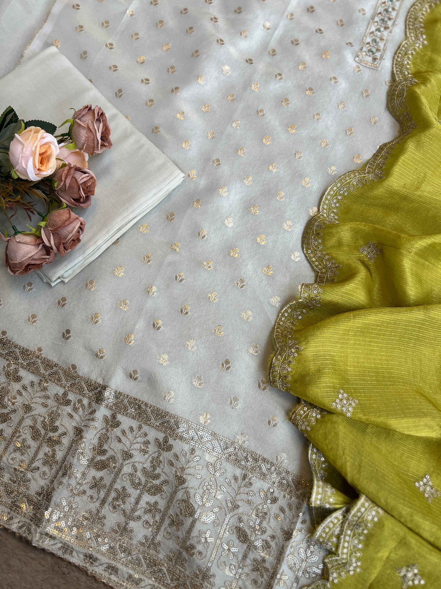 Ivory Elegance with a Soft Shimmer Glow ✨