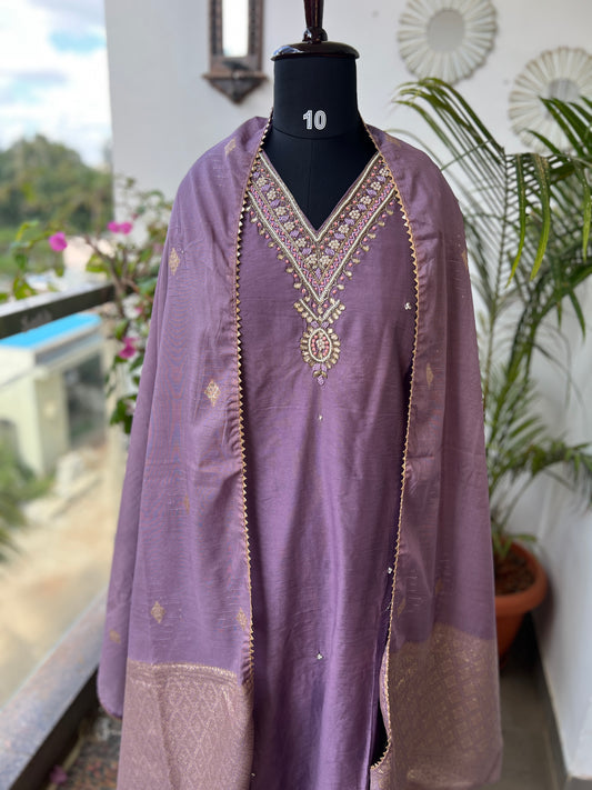 Stunning lavendar handwork ready to wear Suit