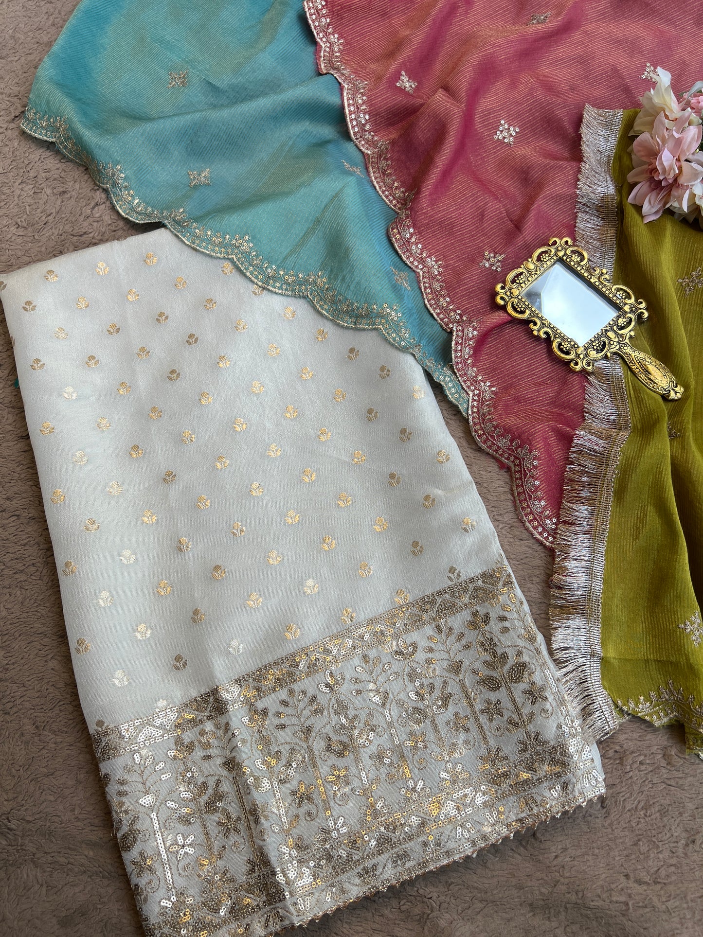 Ivory Elegance with a Soft Shimmer Glow ✨