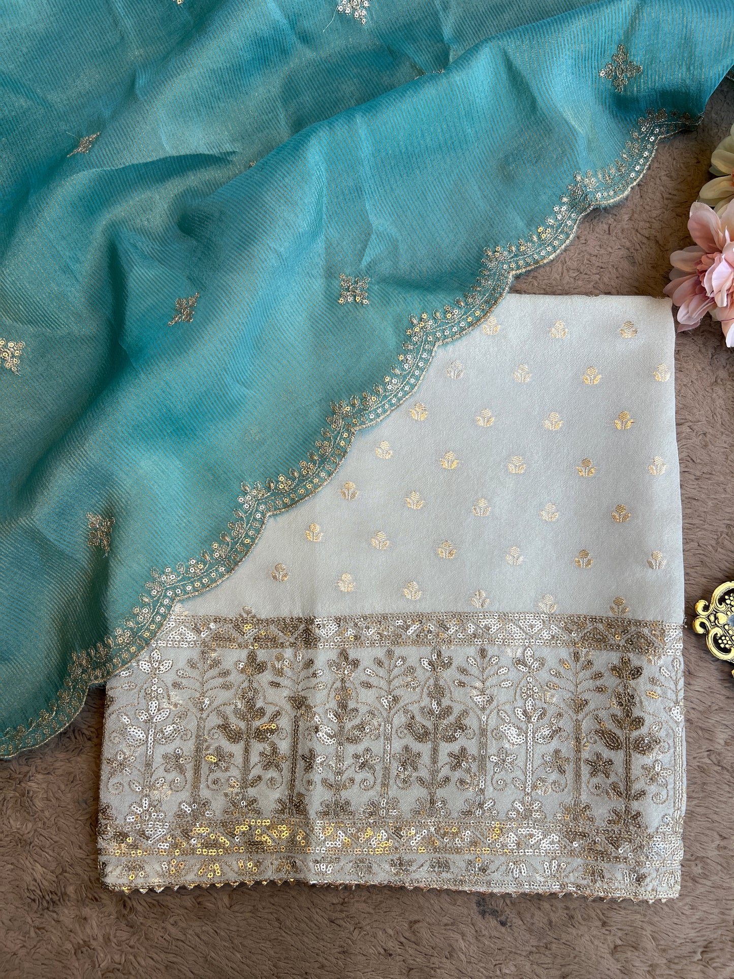 Ivory Elegance with a Soft Shimmer Glow ✨