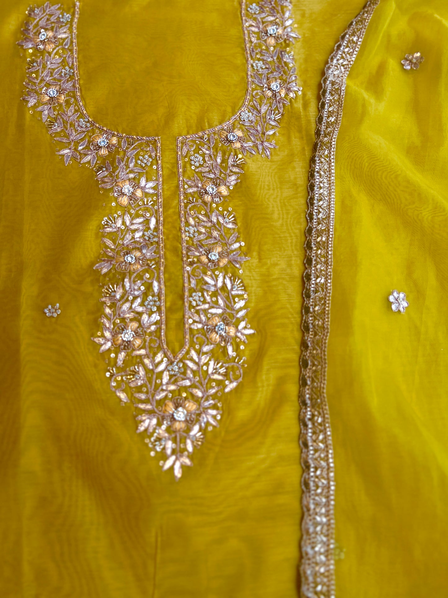 Sunlit Yellow Hand-Embroidered Chanderi Suit Set