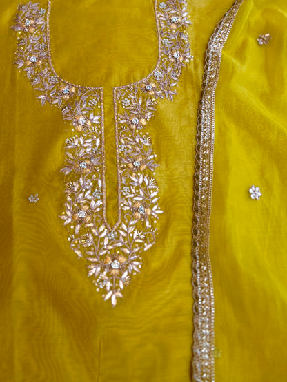 Sunlit Yellow Hand-Embroidered Chanderi Suit Set