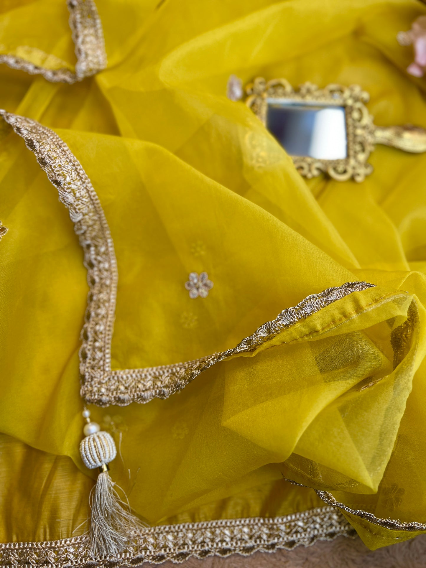 Sunlit Yellow Hand-Embroidered Chanderi Suit Set