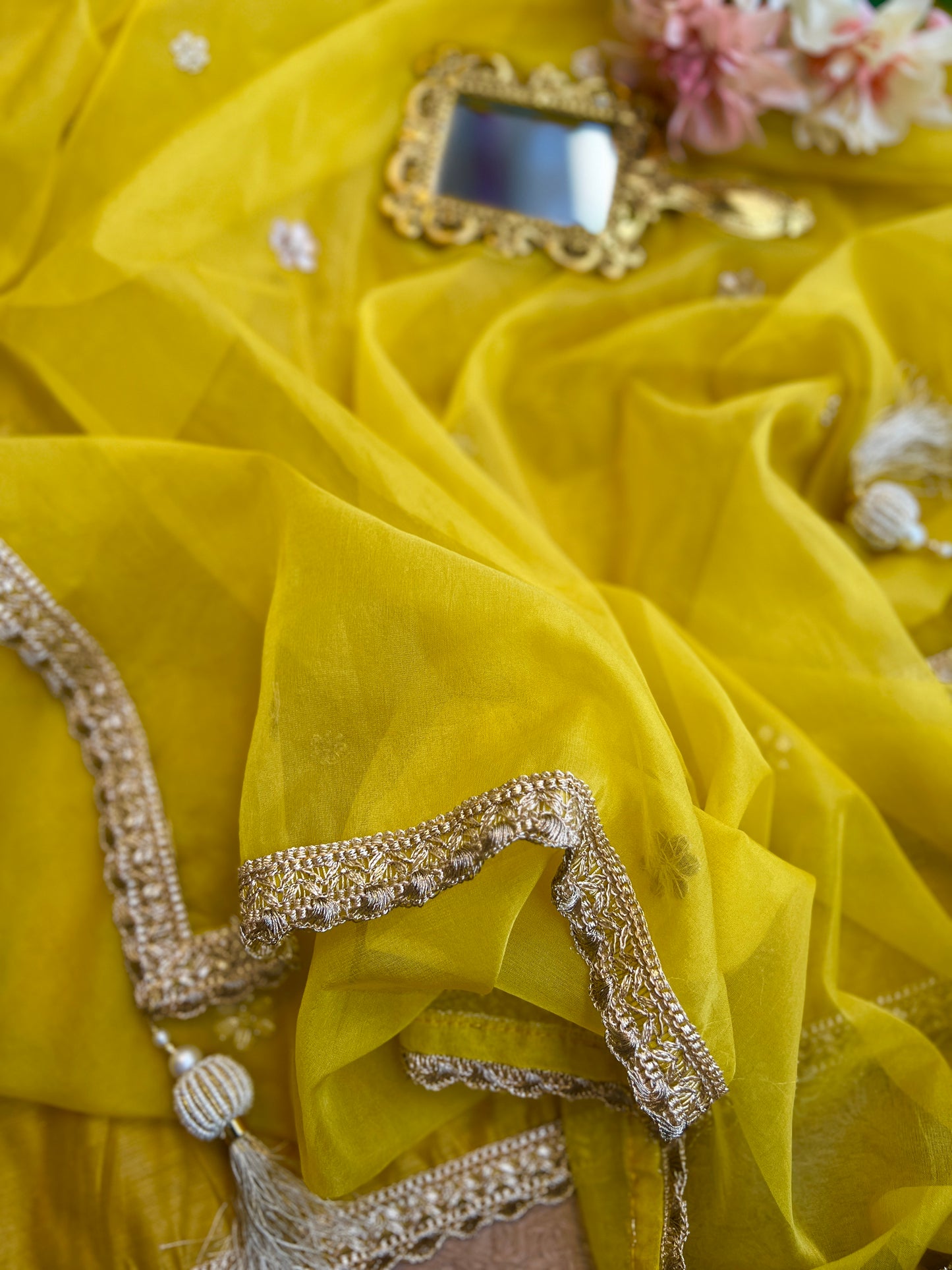 Sunlit Yellow Hand-Embroidered Chanderi Suit Set