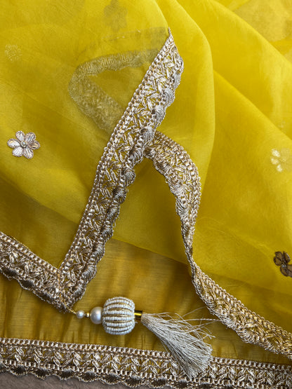 Sunlit Yellow Hand-Embroidered Chanderi Suit Set