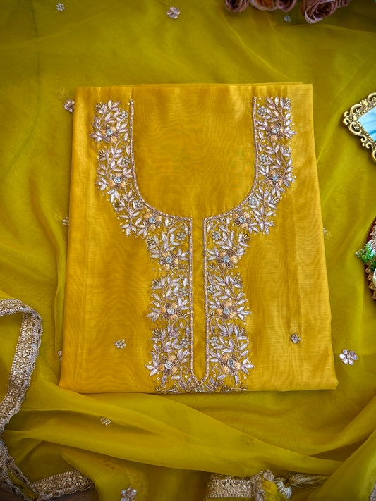 Sunlit Yellow Hand-Embroidered Chanderi Suit Set