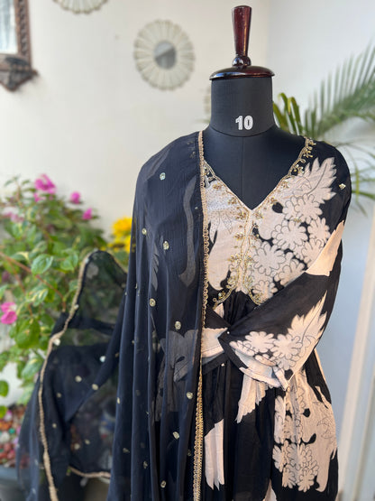 Black And White  Aaliya cut ready to wear