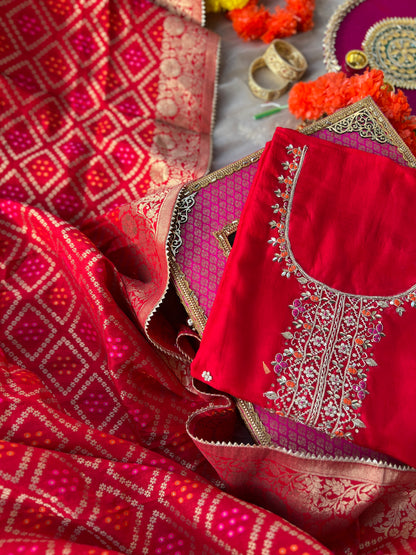 Radiant Red Charm with Bandhej Grace
