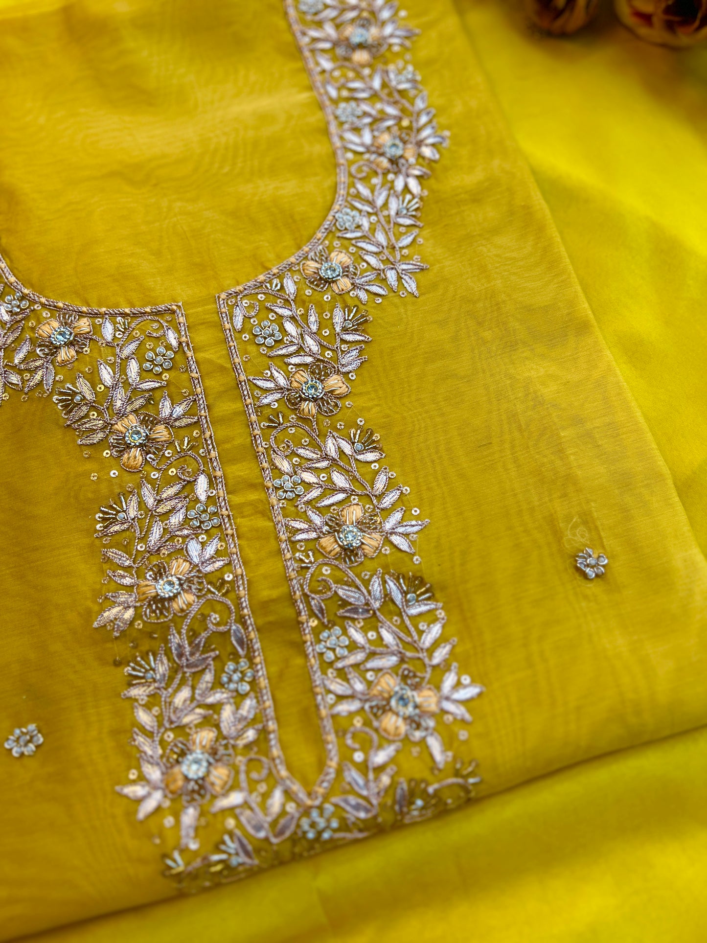 Sunlit Yellow Hand-Embroidered Chanderi Suit Set