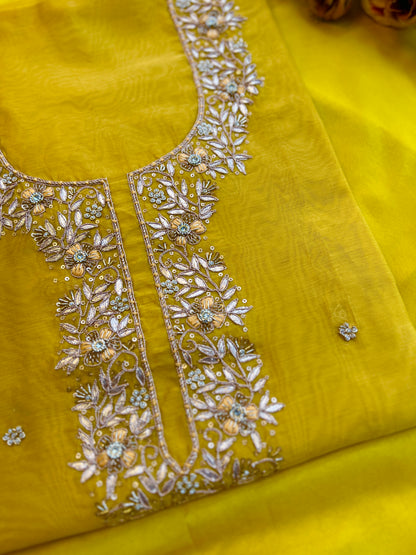 Sunlit Yellow Hand-Embroidered Chanderi Suit Set