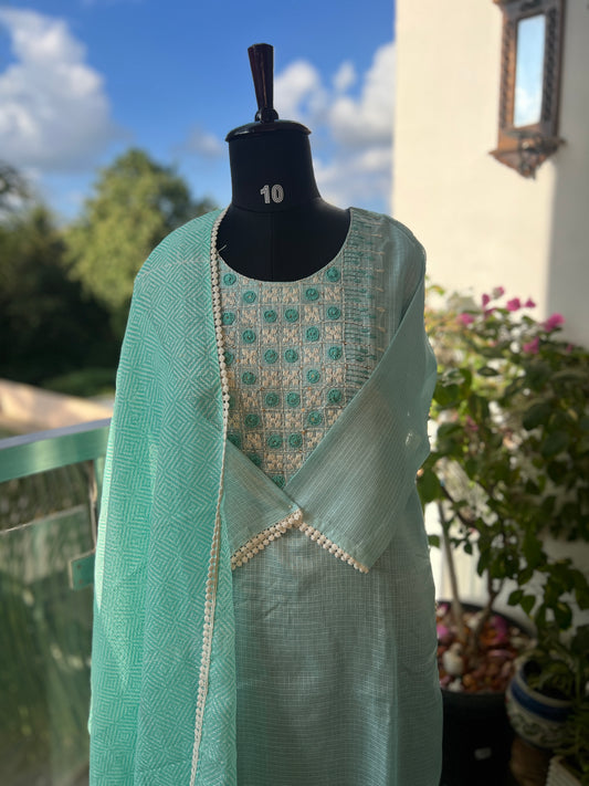 Ethereal Aqua Charm in Kota Doriya Elegance ✨