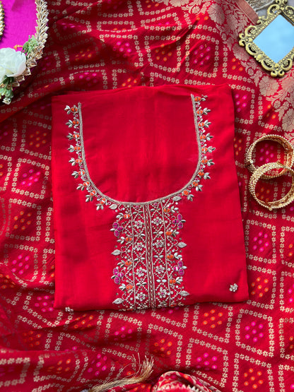 Radiant Red Charm with Bandhej Grace
