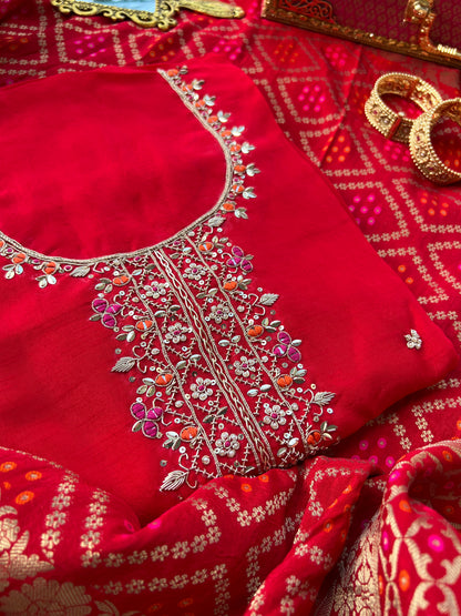Radiant Red Charm with Bandhej Grace