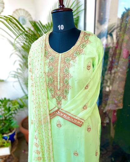 Mint Green Georgette Salwar Suit with Exclusive Handwork – Limited Edition