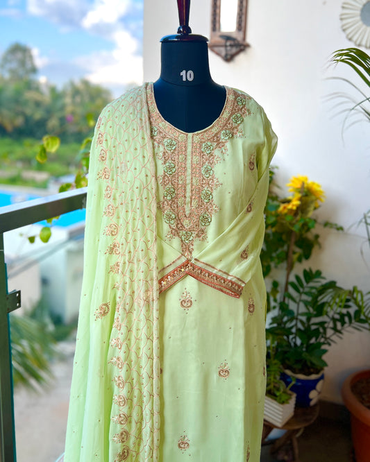 Mint Green Georgette Salwar Suit with Exclusive Handwork – Limited Edition