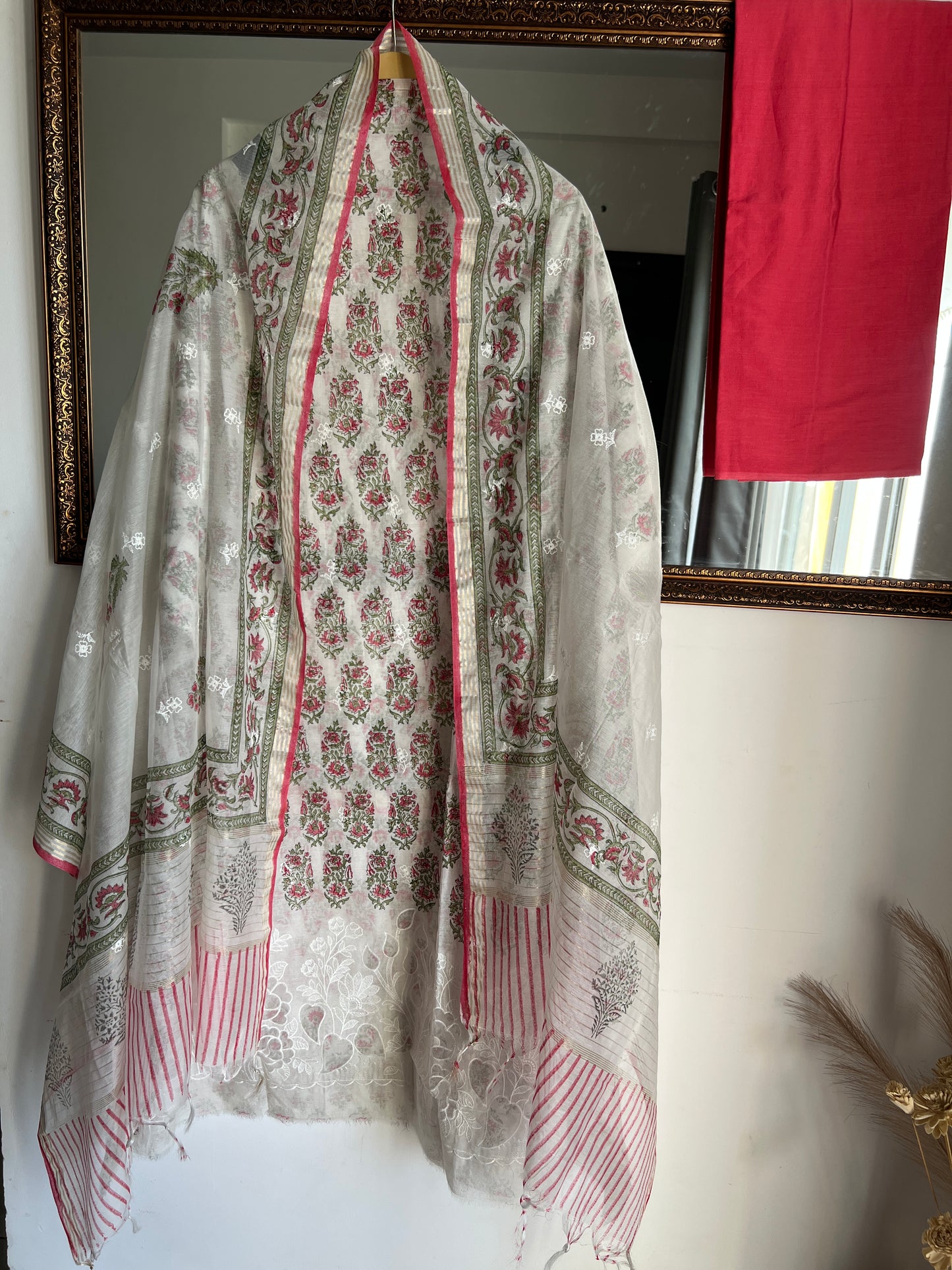 Handcrafted Mal Chanderi Handblock Suit