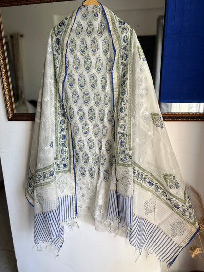 Handcrafted Mal Chanderi Handblock Suit