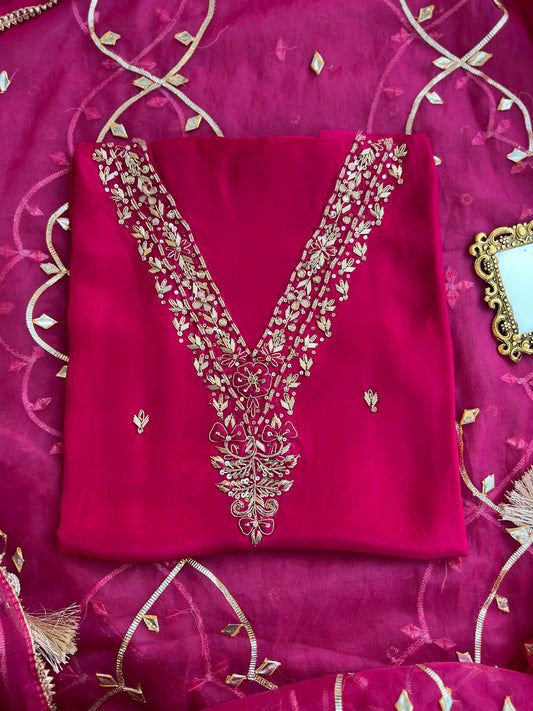 Royal Rani Pink Ensemble with Handwork & Gota Jaal Detailing