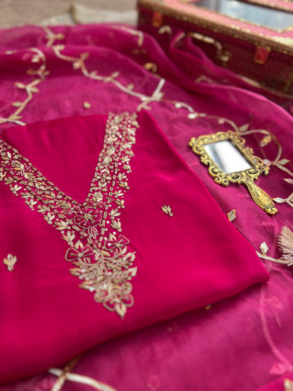 Royal Rani Pink Ensemble with Handwork & Gota Jaal Detailing
