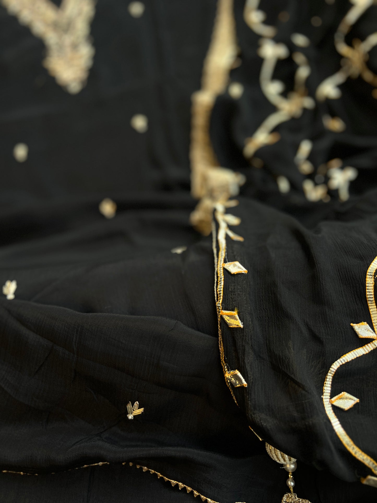 Black Chinnon Handwork & Gota Jaal Dupatta
