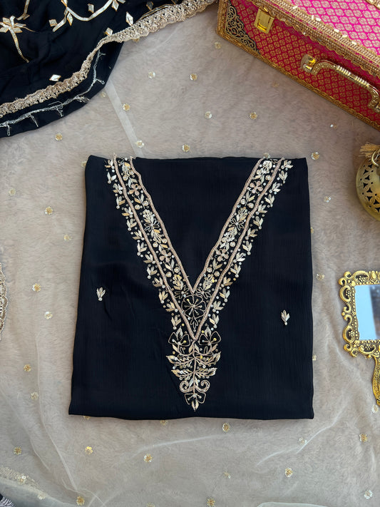 Black Chinnon Handwork & Gota Jaal Dupatta