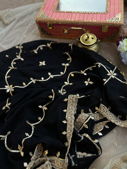 Black Chinnon Handwork & Gota Jaal Dupatta