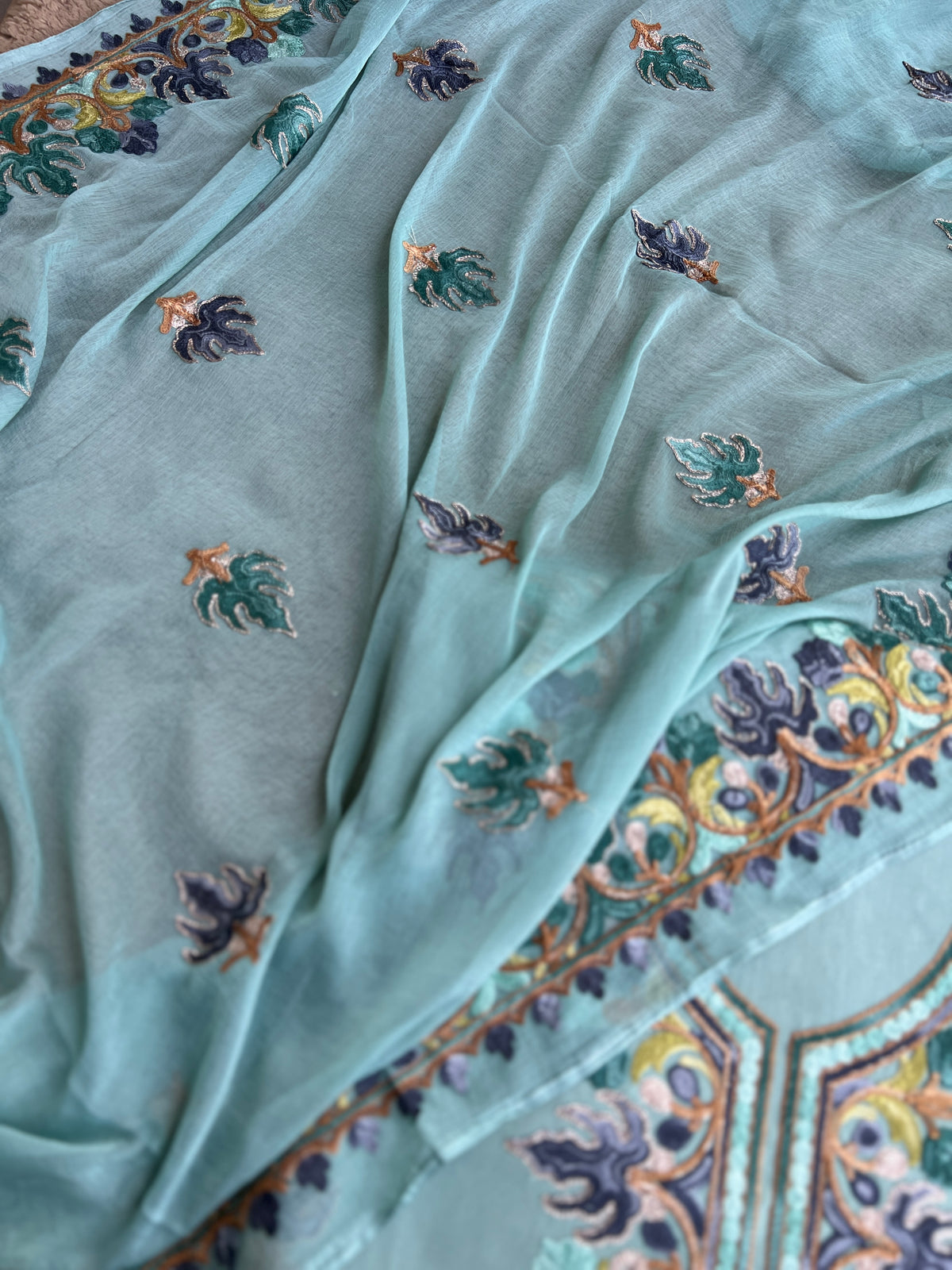 Peacock Teal All-Season Kashmiri Embroidered Suit Set