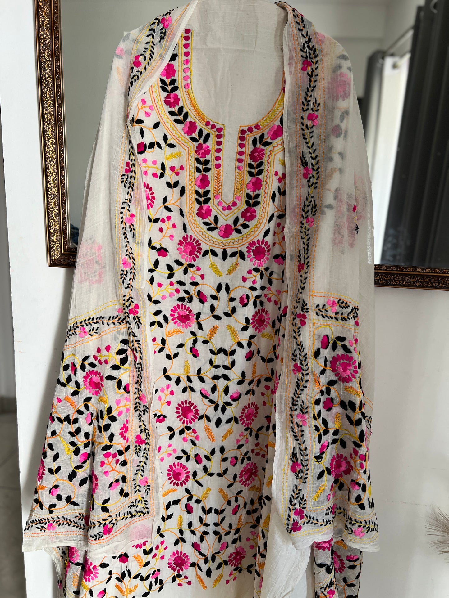 Hand Embroidered  Bengal Cotton Suit Set