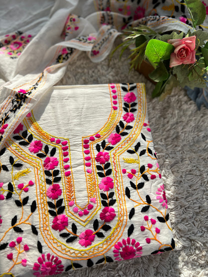 Hand Embroidered  Bengal Cotton Suit Set