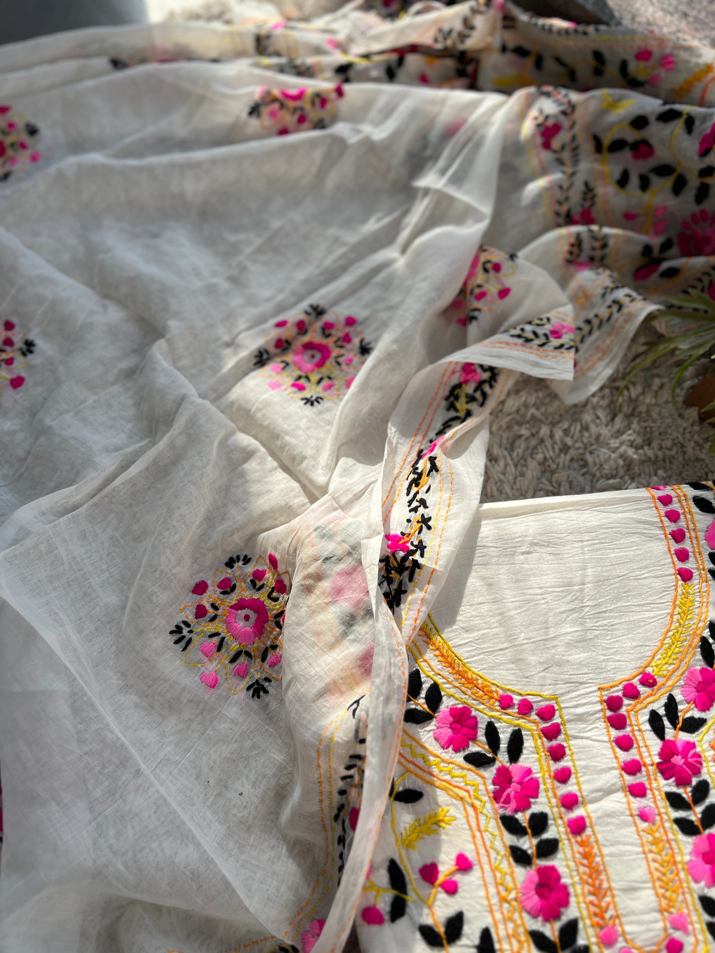 Hand Embroidered  Bengal Cotton Suit Set