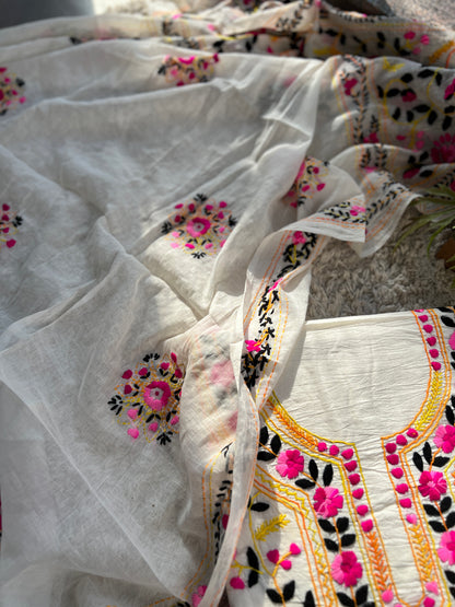 Hand Embroidered  Bengal Cotton Suit Set