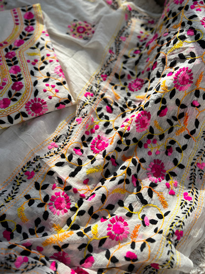 Hand Embroidered  Bengal Cotton Suit Set
