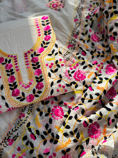 Hand Embroidered  Bengal Cotton Suit Set