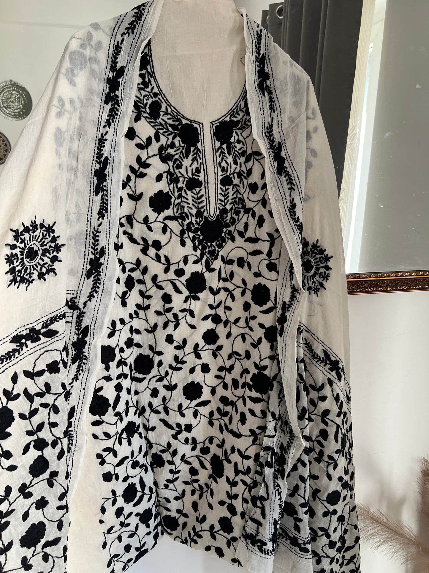 Ivory Black Bengal Embroidered Suit Set