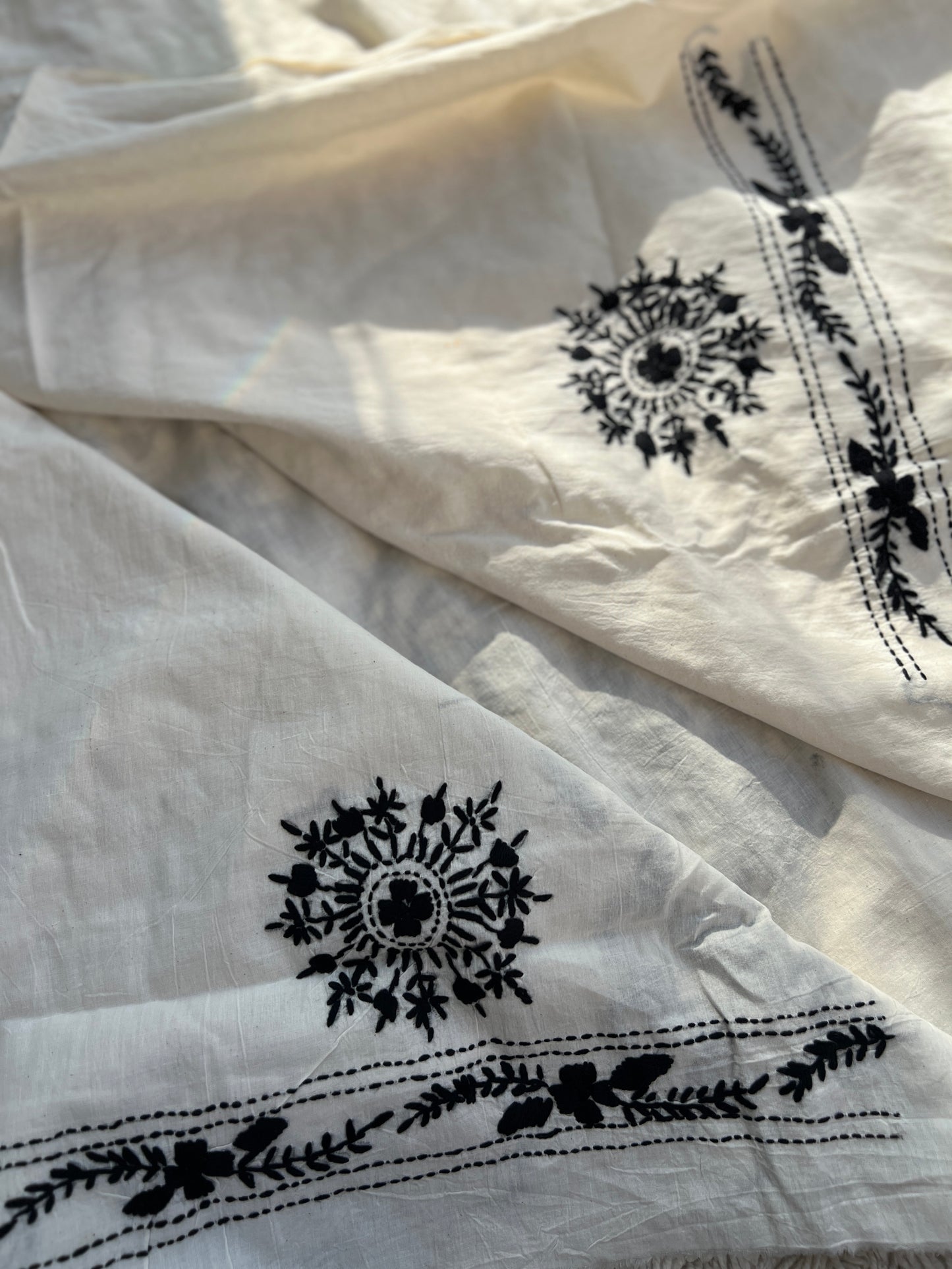 Ivory Black Bengal Embroidered Suit Set