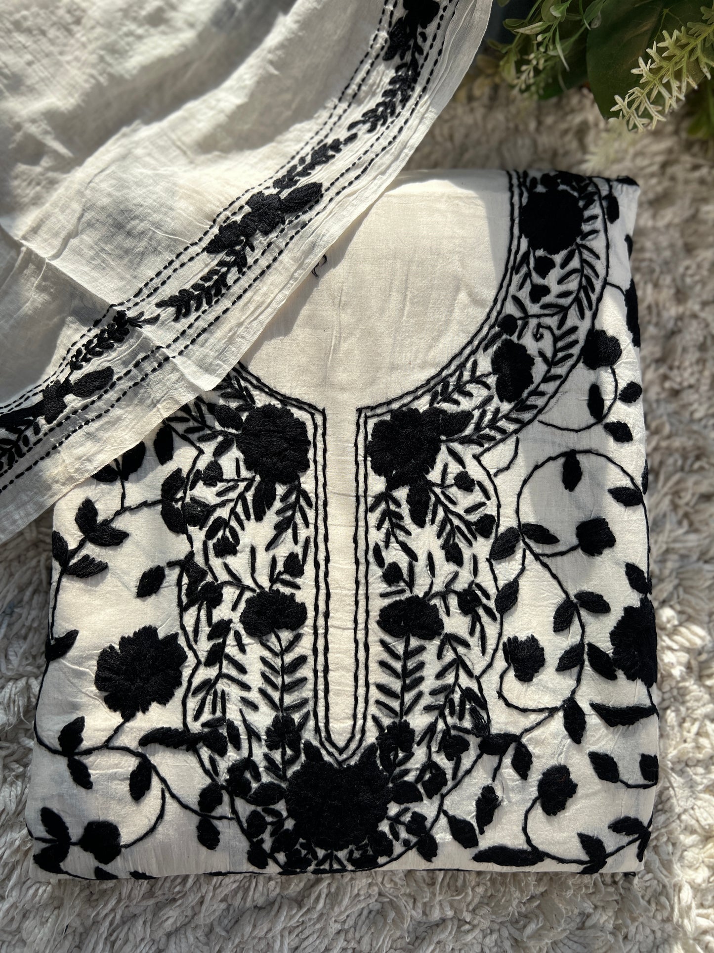 Ivory Black Bengal Embroidered Suit Set