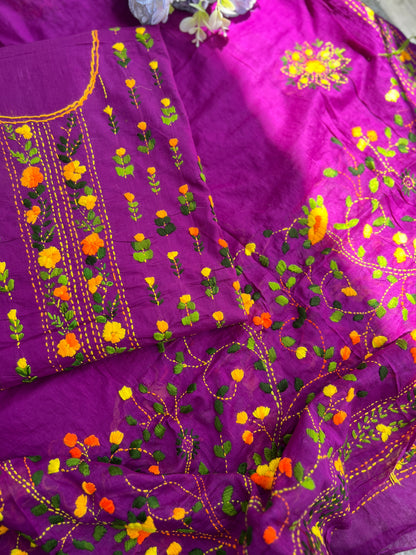 Royal Purple Hand Embroidered Cotton Suit