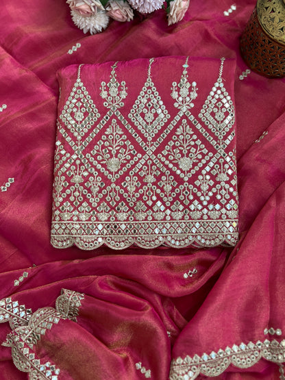Elegant Mirror  Embroidered Silk Ensembles