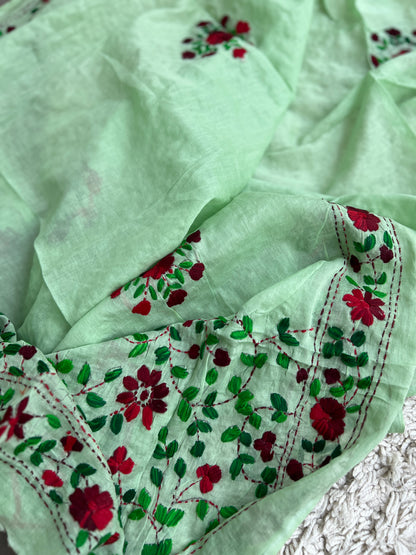 Mint Green Hand Embroidered Cotton Suit