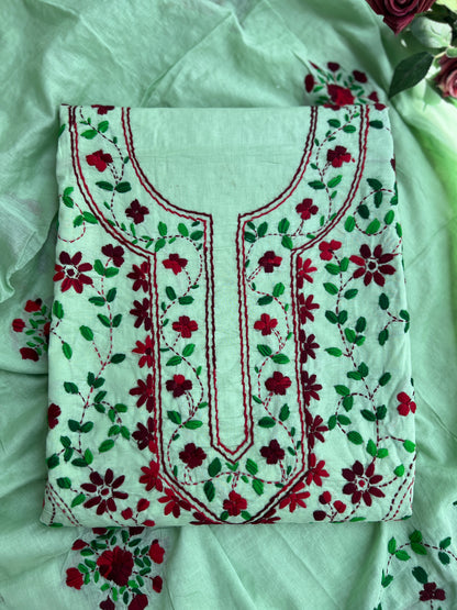 Mint Green Hand Embroidered Cotton Suit