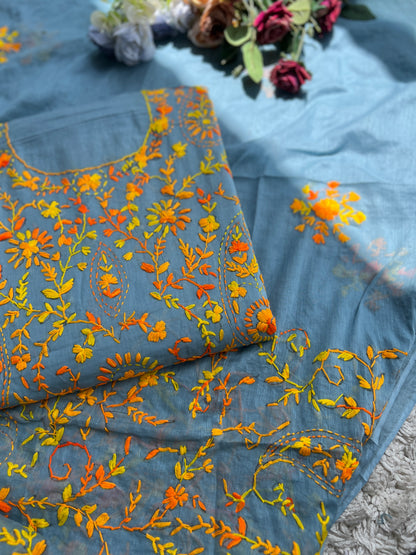 Slate Blue Hand Embroidered Suit