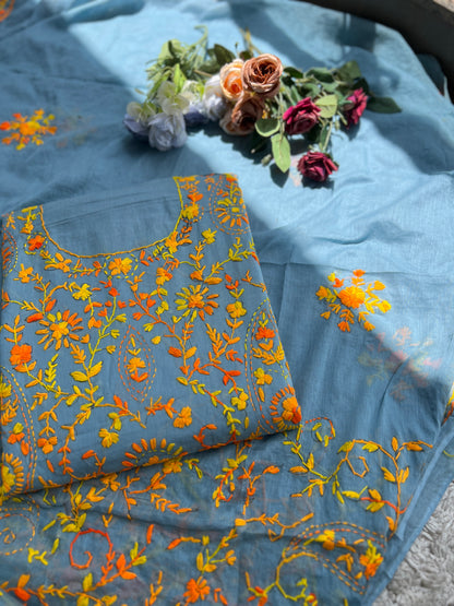 Slate Blue Hand Embroidered Suit