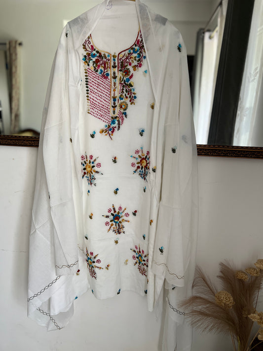 Pure Mal Cotton  Kashmiri Handwork Suit Set