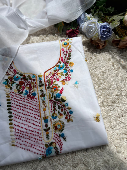 Pure Mal Cotton  Kashmiri Handwork Suit Set