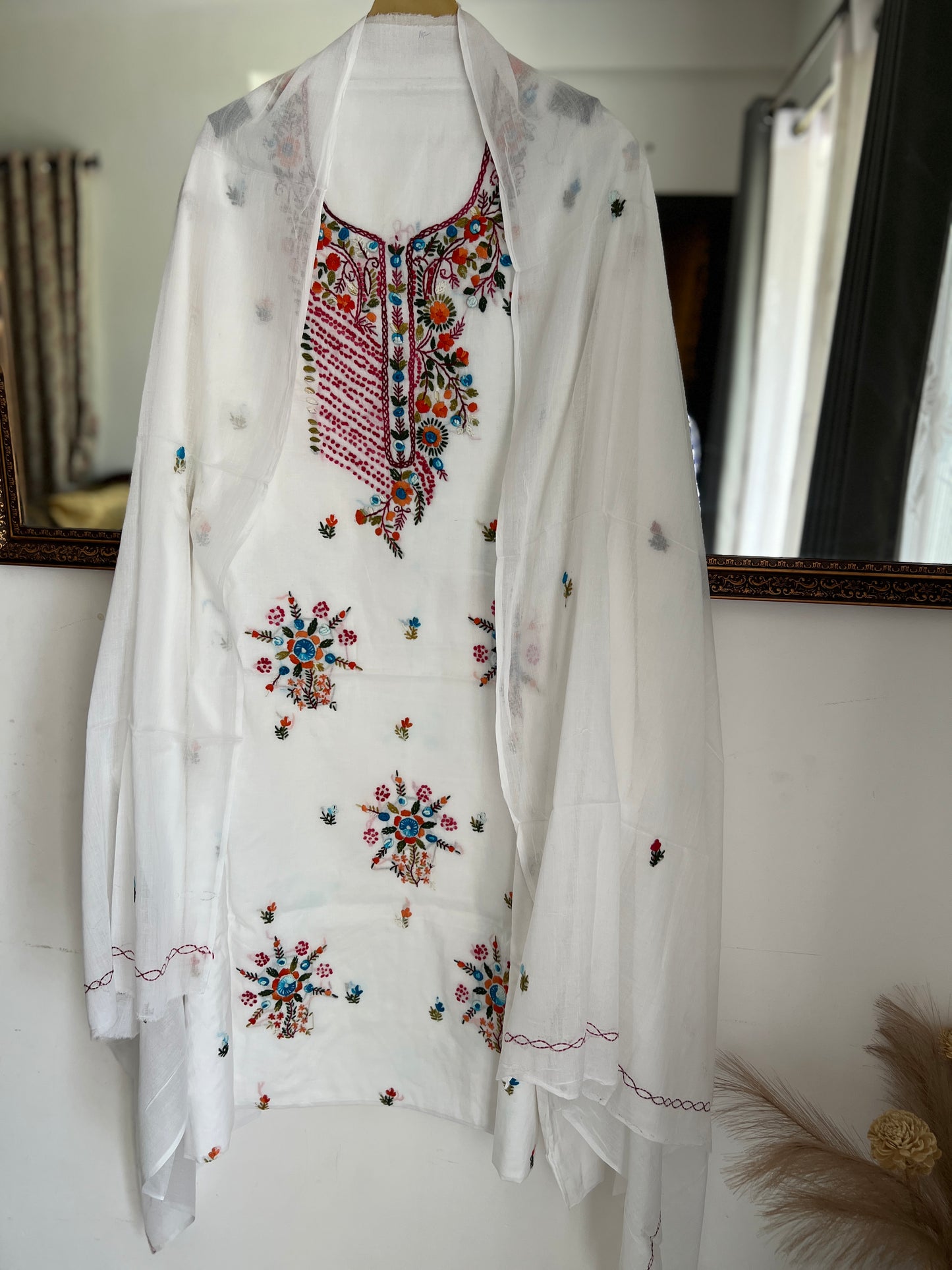 Pure Mal Cotton  Kashmiri Handwork Suit Set