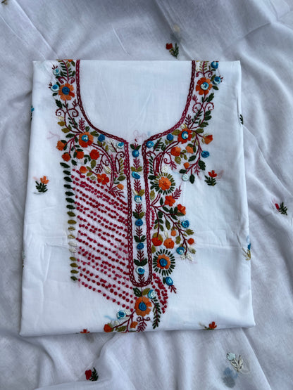 Pure Mul Cotton Hand-Embroidered Suit Set