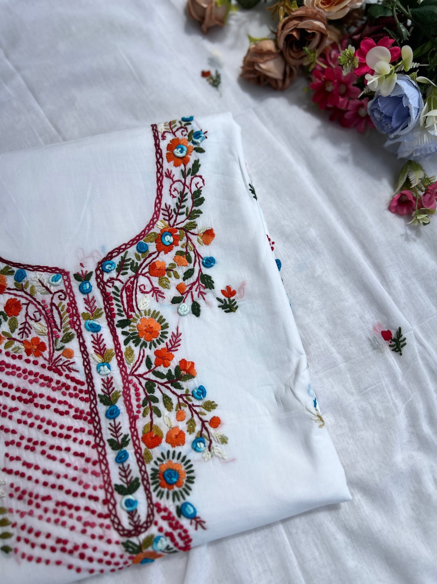Pure Mal Cotton  Kashmiri Handwork Suit Set