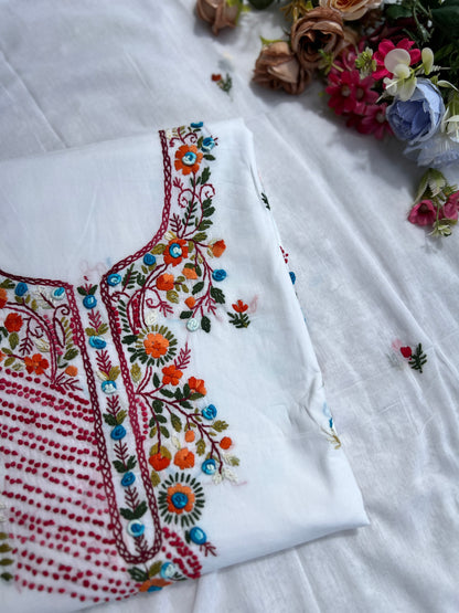 Pure Mal Cotton  Kashmiri Handwork Suit Set