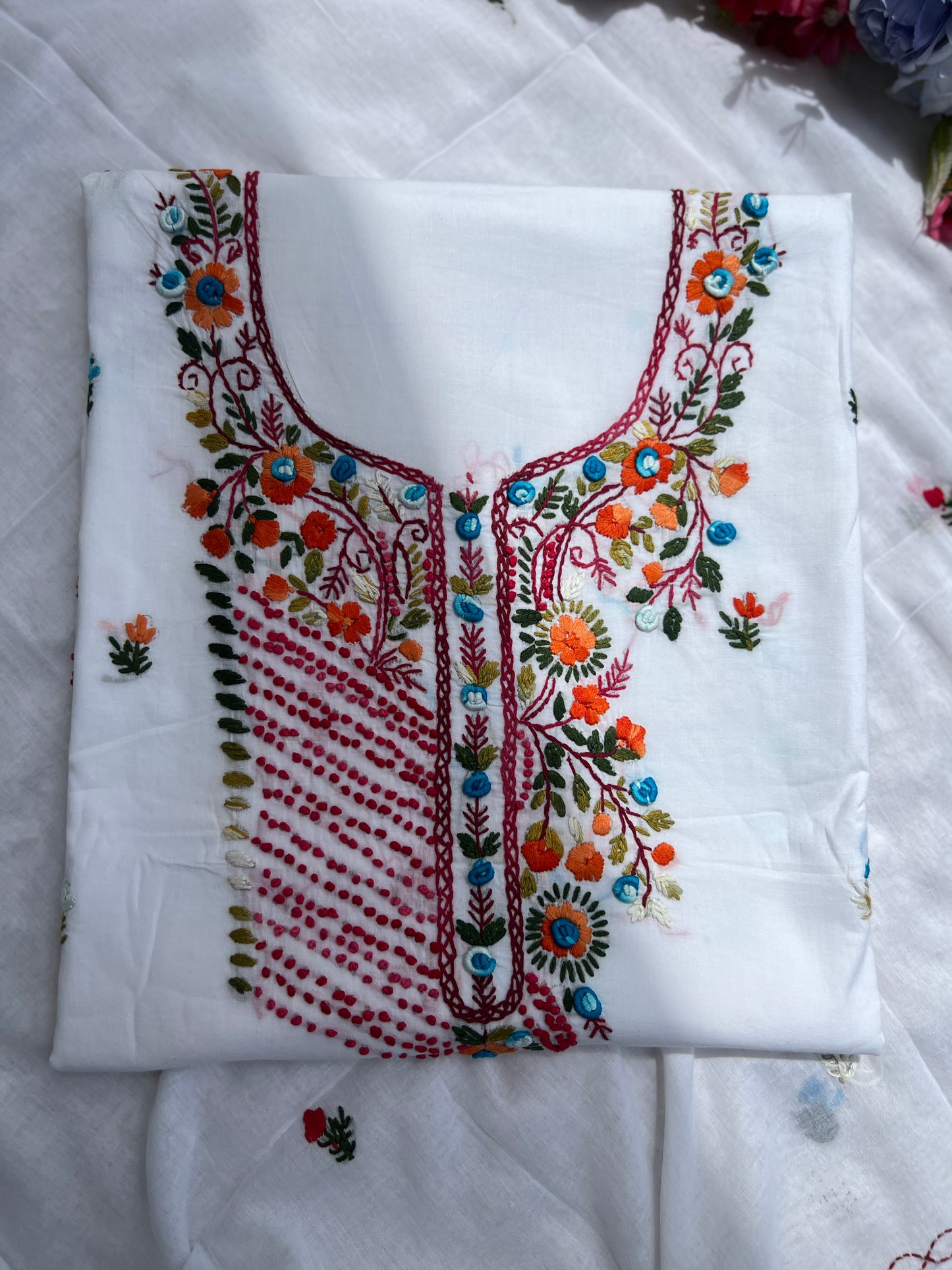 Pure Mal Cotton  Kashmiri Handwork Suit Set